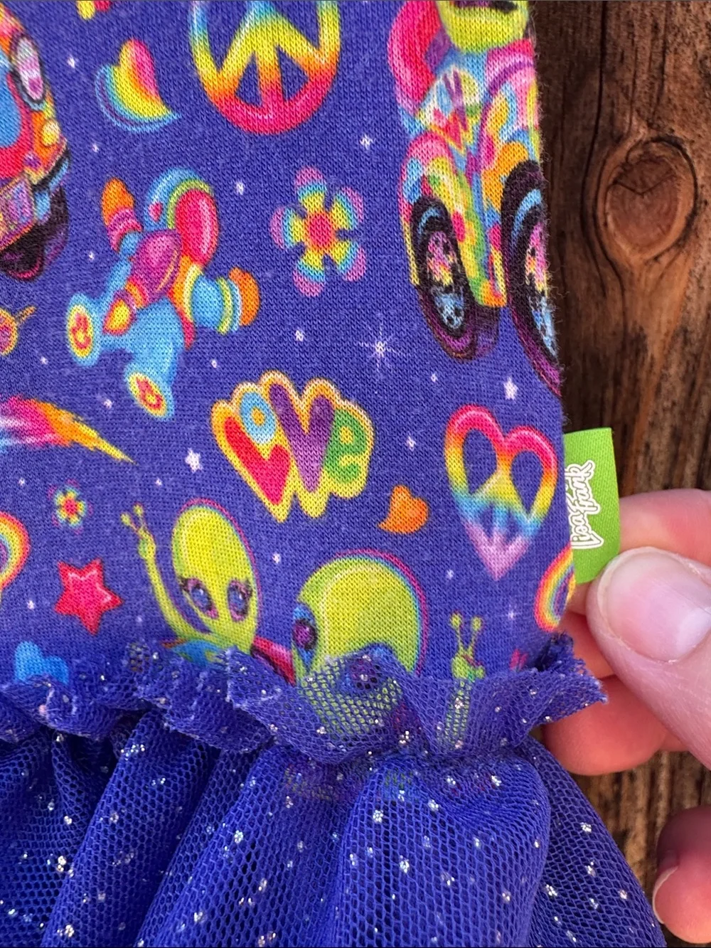 Posh Peanut Lisa Frank Zoomer & Zorbit Ruffled Cap Sleeve Tulle Dress